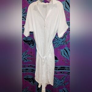 Arribella Australia White Linen Shirt dress M